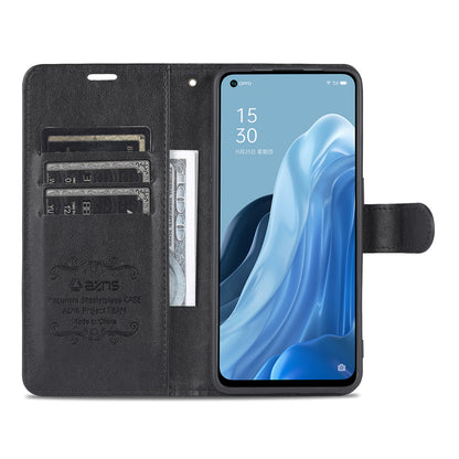 AZNS Textured PU Leather Flip Folio Book Stand Phone Case TPU Shockproof Folio Cover with Wallet for Oppo Reno7 SE 5G