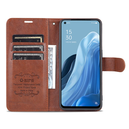 AZNS Textured PU Leather Flip Folio Book Stand Phone Case TPU Shockproof Folio Cover with Wallet for Oppo Reno7 SE 5G