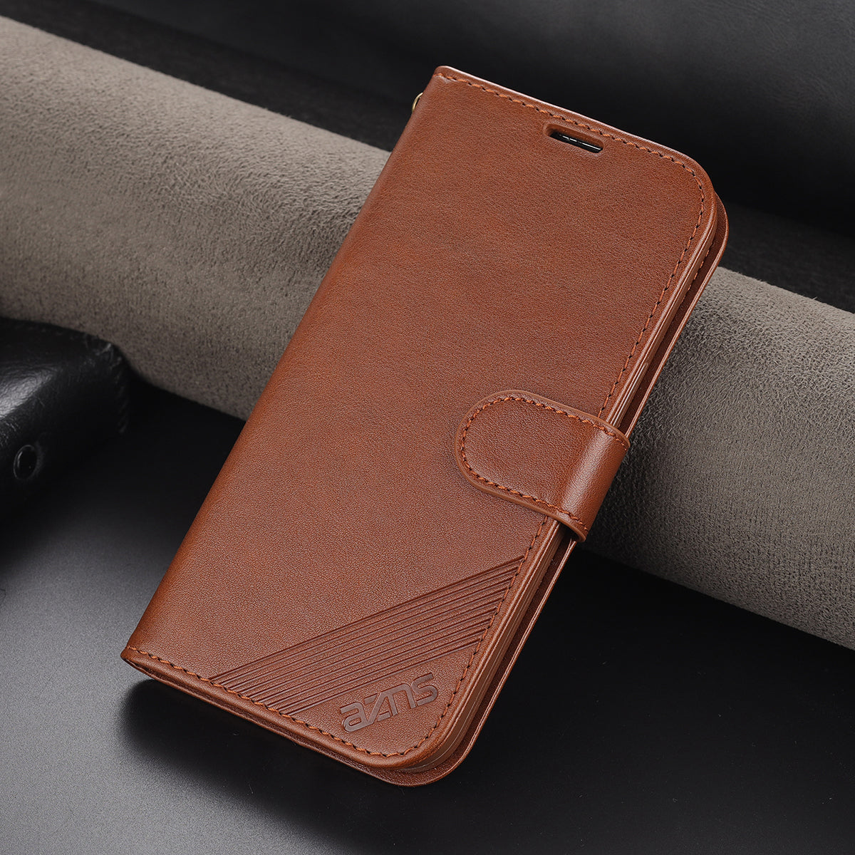 AZNS Textured PU Leather Flip Folio Book Stand Phone Case TPU Shockproof Folio Cover with Wallet for Oppo Reno7 SE 5G