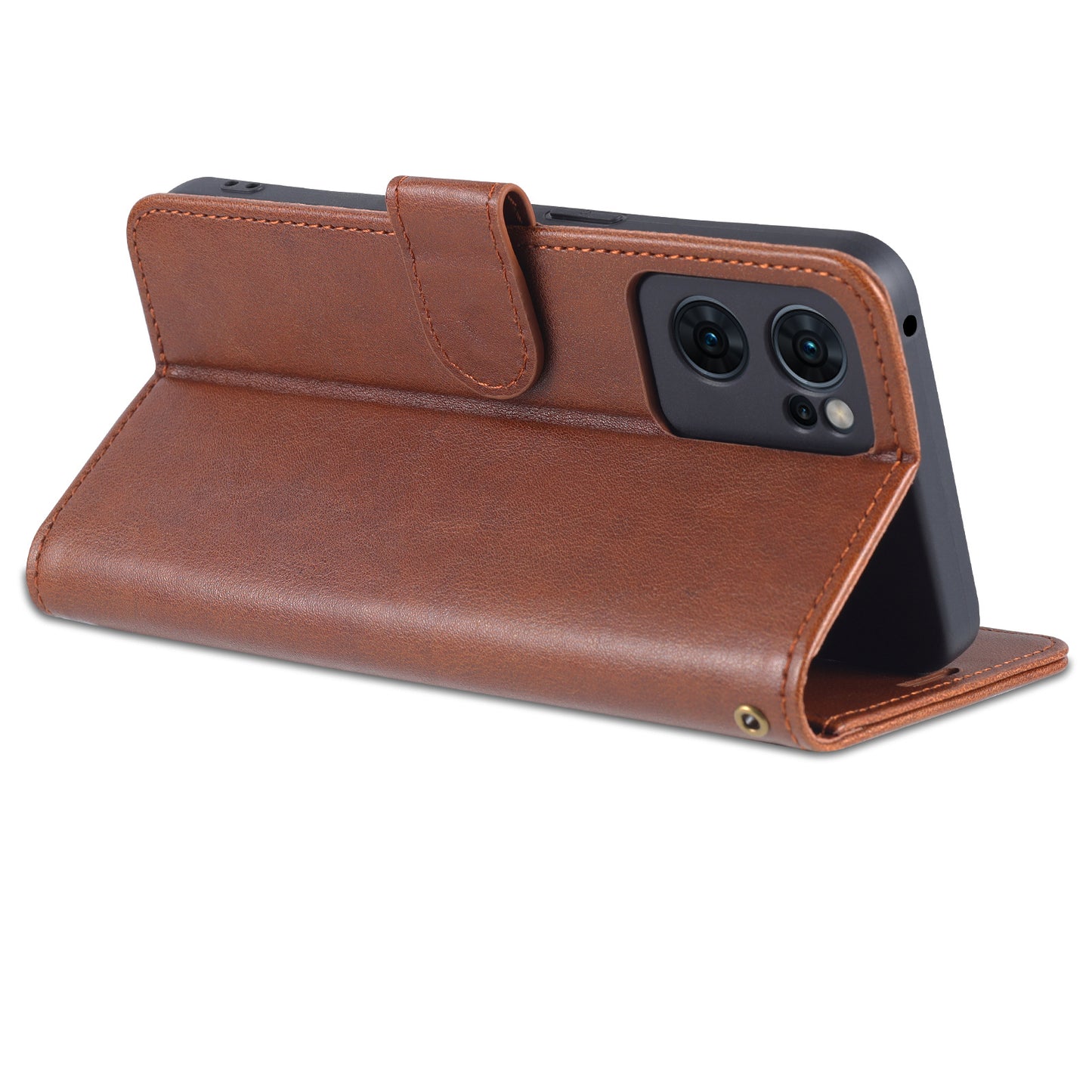 AZNS Textured PU Leather Flip Folio Book Stand Phone Case TPU Shockproof Folio Cover with Wallet for Oppo Reno7 SE 5G