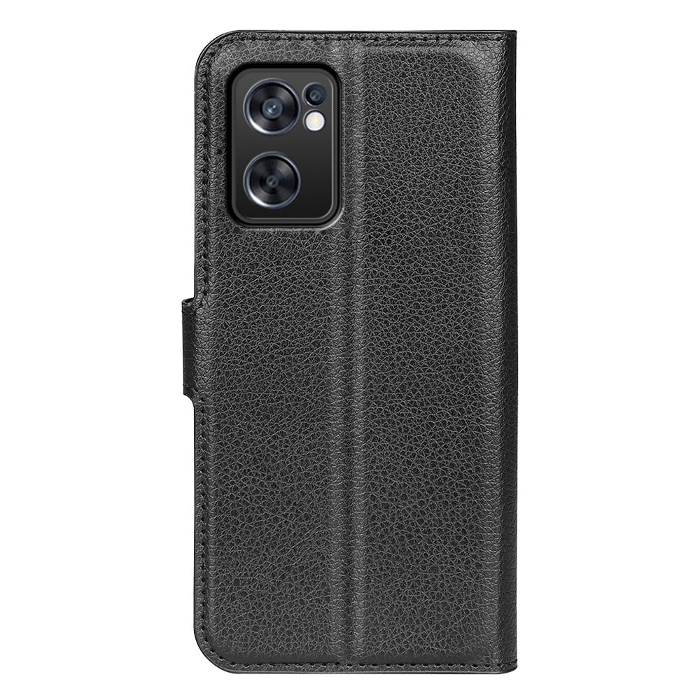 For Oppo Reno7 SE 5G Litchi Texture PU Leather Folio Flip Case Stand Wallet TPU Bumper Protective Cover