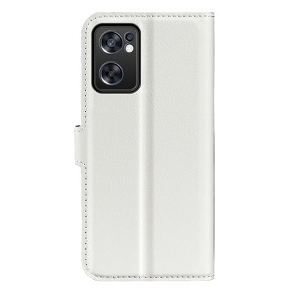 For Oppo Reno7 SE 5G Litchi Texture PU Leather Folio Flip Case Stand Wallet TPU Bumper Protective Cover