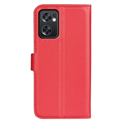 For Oppo Reno7 SE 5G Litchi Texture PU Leather Folio Flip Case Stand Wallet TPU Bumper Protective Cover