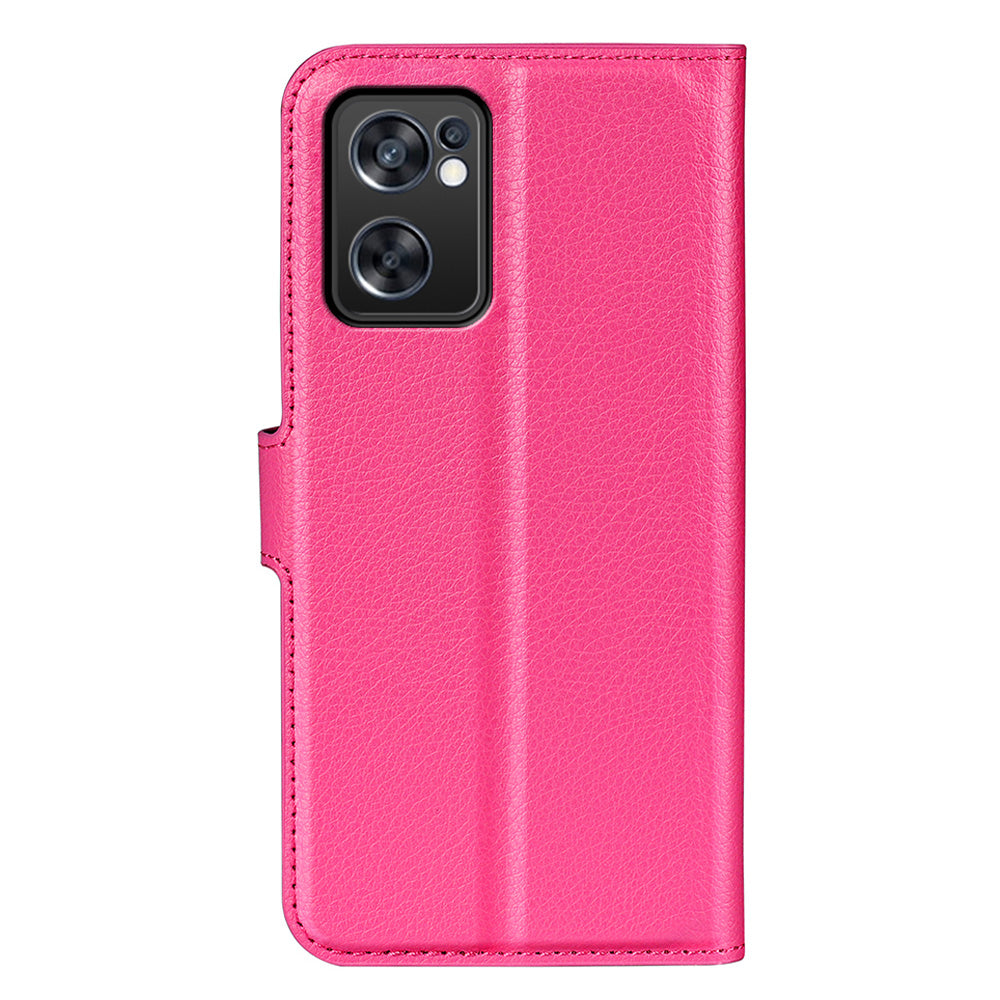 For Oppo Reno7 SE 5G Litchi Texture PU Leather Folio Flip Case Stand Wallet TPU Bumper Protective Cover