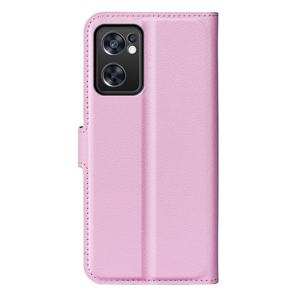 For Oppo Reno7 SE 5G Litchi Texture PU Leather Folio Flip Case Stand Wallet TPU Bumper Protective Cover