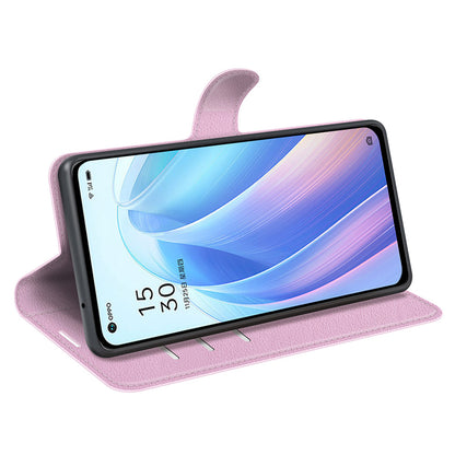 For Oppo Reno7 SE 5G Litchi Texture PU Leather Folio Flip Case Stand Wallet TPU Bumper Protective Cover