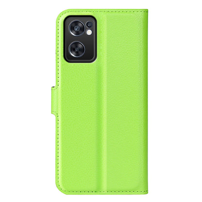 For Oppo Reno7 SE 5G Litchi Texture PU Leather Folio Flip Case Stand Wallet TPU Bumper Protective Cover