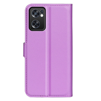 For Oppo Reno7 SE 5G Litchi Texture PU Leather Folio Flip Case Stand Wallet TPU Bumper Protective Cover