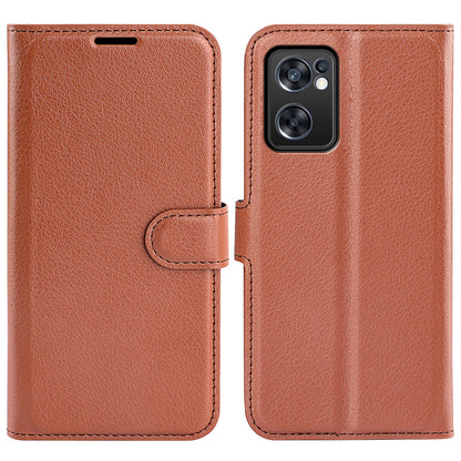 For Oppo Reno7 SE 5G Litchi Texture PU Leather Folio Flip Case Stand Wallet TPU Bumper Protective Cover