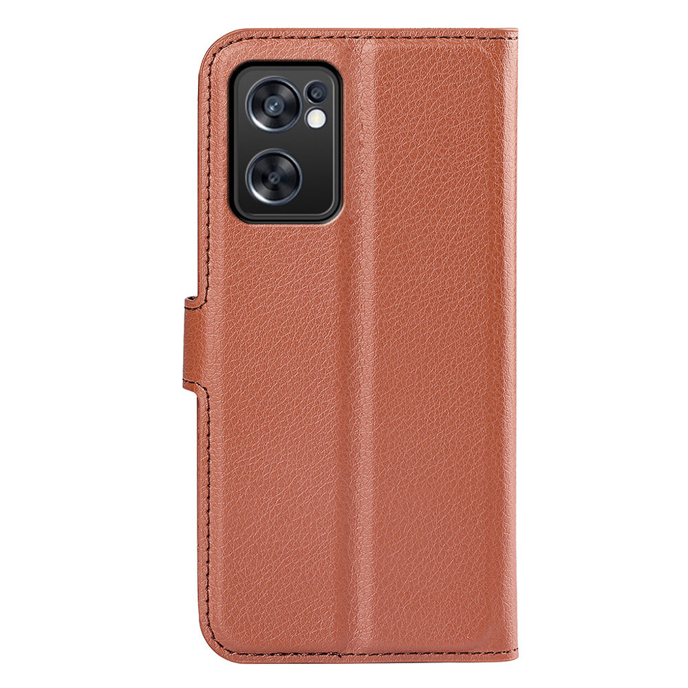 For Oppo Reno7 SE 5G Litchi Texture PU Leather Folio Flip Case Stand Wallet TPU Bumper Protective Cover