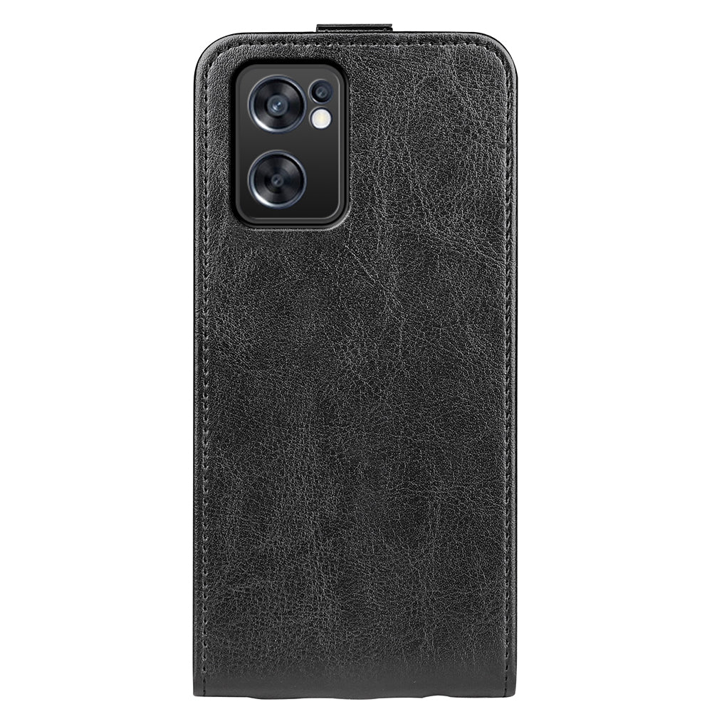 For Oppo Reno7 SE 5G Crazy Horse Texture PU Leather Card Slot Case Magnetic Closure Vertical Flip TPU Inner Shell