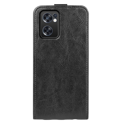 For Oppo Reno7 SE 5G Crazy Horse Texture PU Leather Card Slot Case Magnetic Closure Vertical Flip TPU Inner Shell