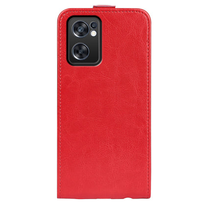 For Oppo Reno7 SE 5G Crazy Horse Texture PU Leather Card Slot Case Magnetic Closure Vertical Flip TPU Inner Shell