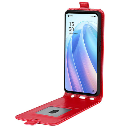 For Oppo Reno7 SE 5G Crazy Horse Texture PU Leather Card Slot Case Magnetic Closure Vertical Flip TPU Inner Shell