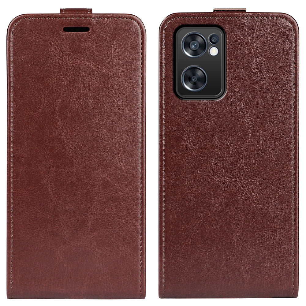 For Oppo Reno7 SE 5G Crazy Horse Texture PU Leather Card Slot Case Magnetic Closure Vertical Flip TPU Inner Shell