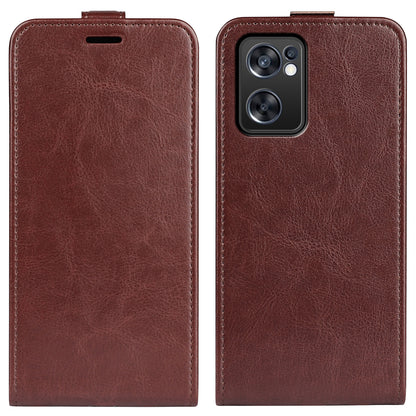 For Oppo Reno7 SE 5G Crazy Horse Texture PU Leather Card Slot Case Magnetic Closure Vertical Flip TPU Inner Shell