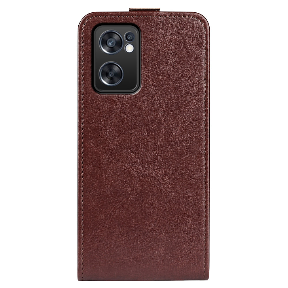 For Oppo Reno7 SE 5G Crazy Horse Texture PU Leather Card Slot Case Magnetic Closure Vertical Flip TPU Inner Shell