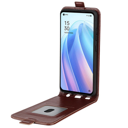 For Oppo Reno7 SE 5G Crazy Horse Texture PU Leather Card Slot Case Magnetic Closure Vertical Flip TPU Inner Shell