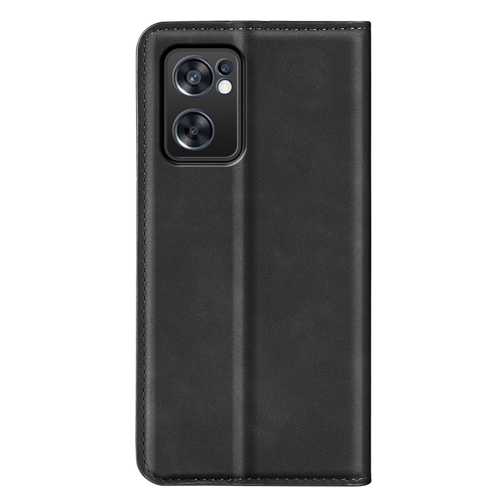 For Oppo Reno7 SE 5G Skin Touch PU Leather Magnetic Adsorption Case Wallet Design TPU Inner Flip Stand Phone Cover