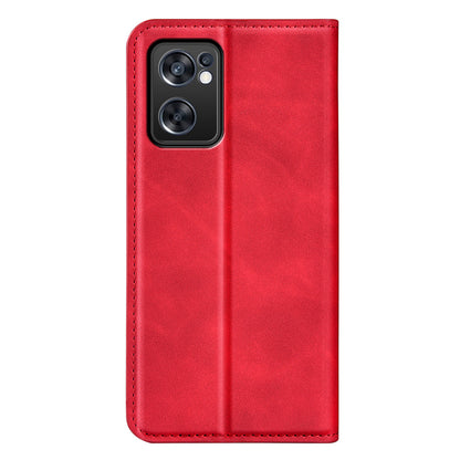 For Oppo Reno7 SE 5G Skin Touch PU Leather Magnetic Adsorption Case Wallet Design TPU Inner Flip Stand Phone Cover