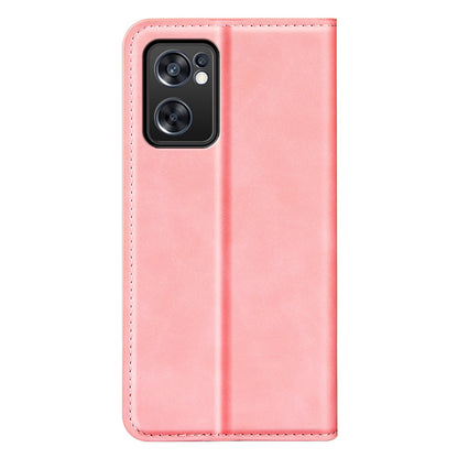 For Oppo Reno7 SE 5G Skin Touch PU Leather Magnetic Adsorption Case Wallet Design TPU Inner Flip Stand Phone Cover