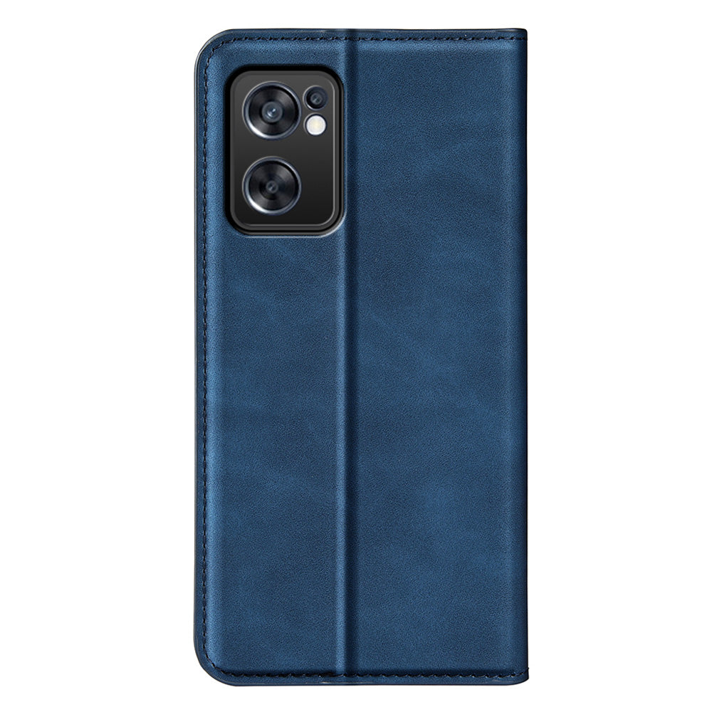 For Oppo Reno7 SE 5G Skin Touch PU Leather Magnetic Adsorption Case Wallet Design TPU Inner Flip Stand Phone Cover