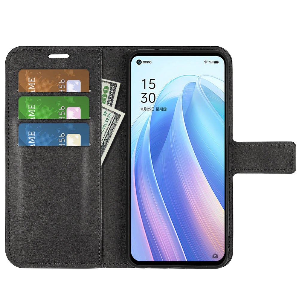 Texture PU Leather Wallet Cover for Oppo Reno7 SE 5G Case, Stand Function Magnetic Closure TPU Inner Shell