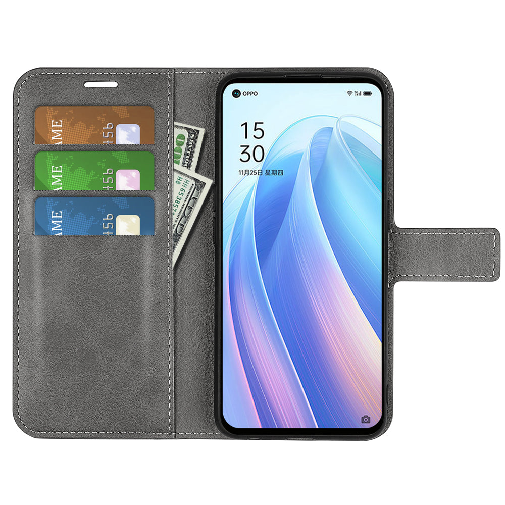 Texture PU Leather Wallet Cover for Oppo Reno7 SE 5G Case, Stand Function Magnetic Closure TPU Inner Shell