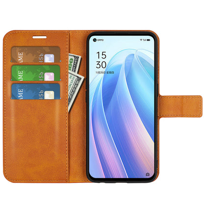 Texture PU Leather Wallet Cover for Oppo Reno7 SE 5G Case, Stand Function Magnetic Closure TPU Inner Shell