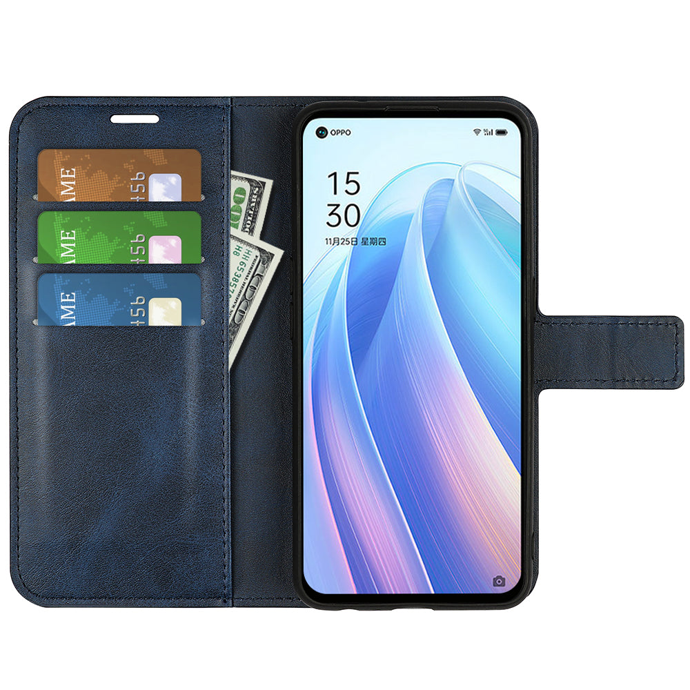 Texture PU Leather Wallet Cover for Oppo Reno7 SE 5G Case, Stand Function Magnetic Closure TPU Inner Shell