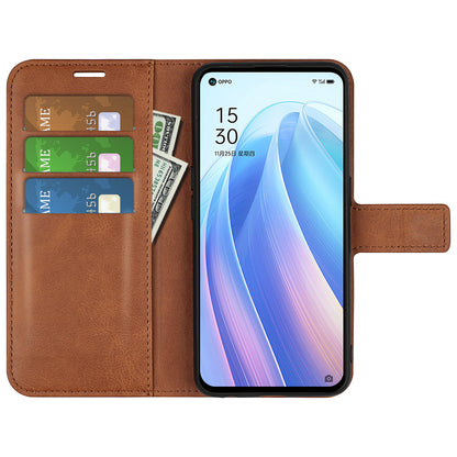 Texture PU Leather Wallet Cover for Oppo Reno7 SE 5G Case, Stand Function Magnetic Closure TPU Inner Shell