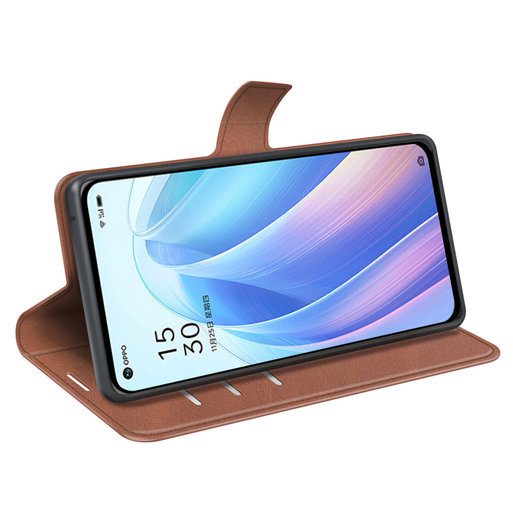 Texture PU Leather Wallet Cover for Oppo Reno7 SE 5G Case, Stand Function Magnetic Closure TPU Inner Shell