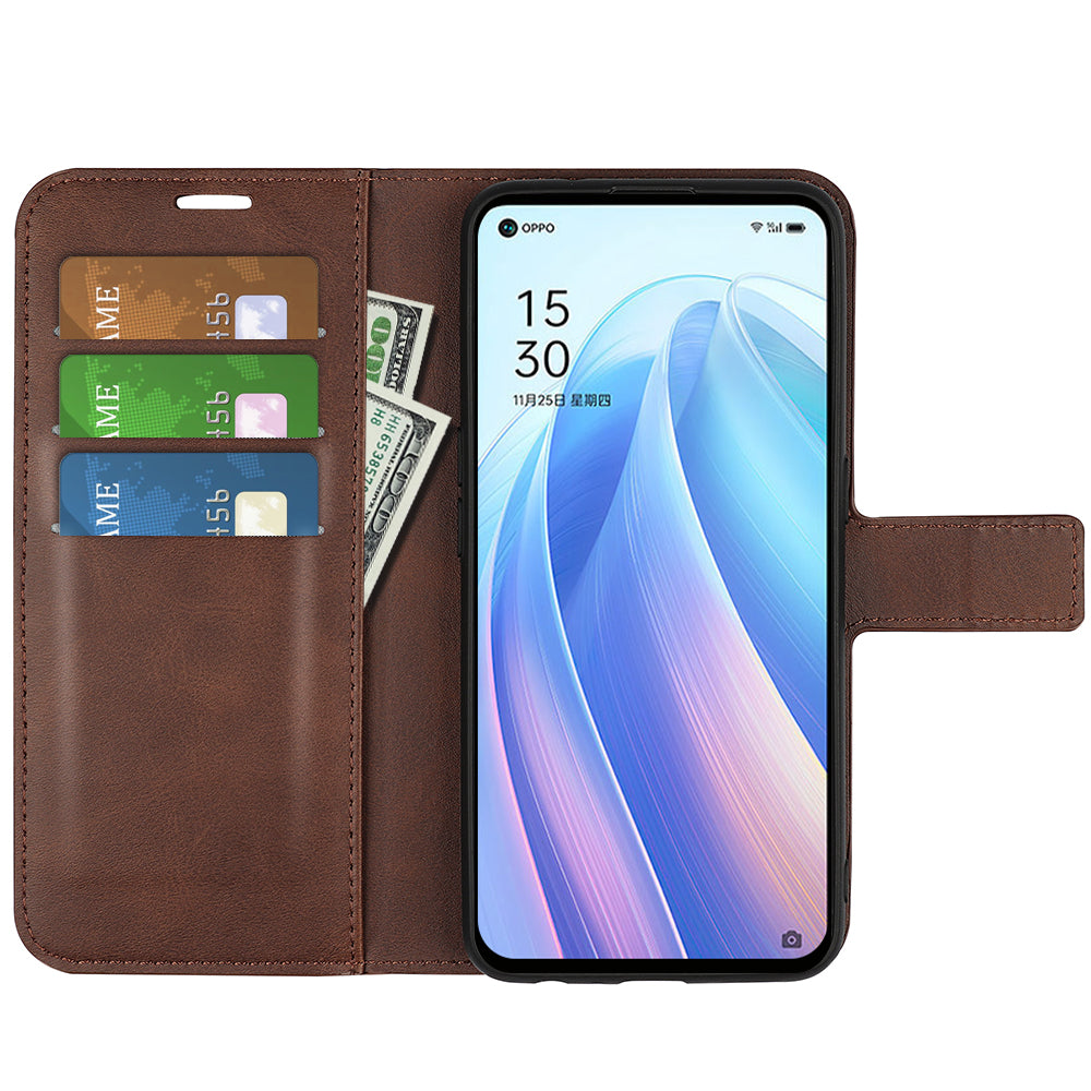 Texture PU Leather Wallet Cover for Oppo Reno7 SE 5G Case, Stand Function Magnetic Closure TPU Inner Shell