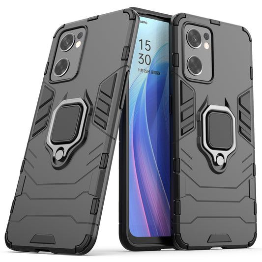 Ring Kickstand Sturdy Anti-Shock Flexible TPU + Hard PC Back Cover for Oppo Reno7 SE 5G