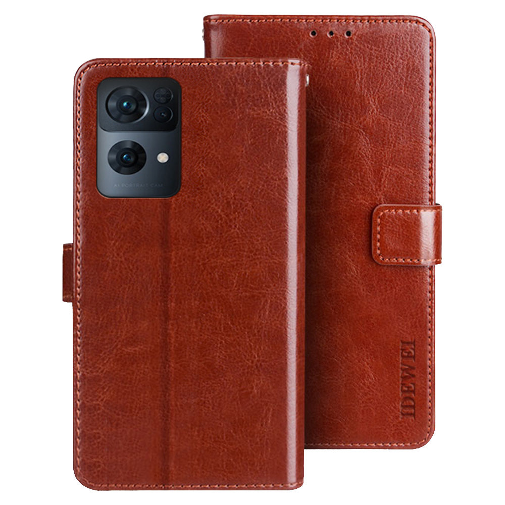 IDEWEI For Oppo Reno7 Pro 5G Crazy Horse Texture Cover PU Leather + TPU Stand Wallet Phone Case