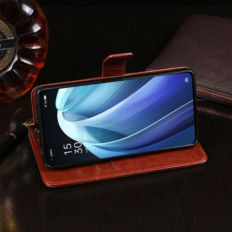 IDEWEI For Oppo Reno7 Pro 5G Crazy Horse Texture Cover PU Leather + TPU Stand Wallet Phone Case