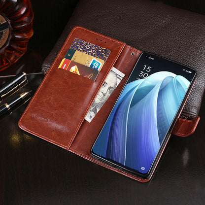 IDEWEI For Oppo Reno7 Pro 5G Crazy Horse Texture Cover PU Leather + TPU Stand Wallet Phone Case