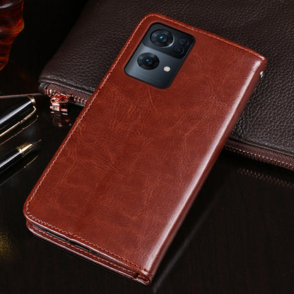 IDEWEI For Oppo Reno7 Pro 5G Crazy Horse Texture Cover PU Leather + TPU Stand Wallet Phone Case