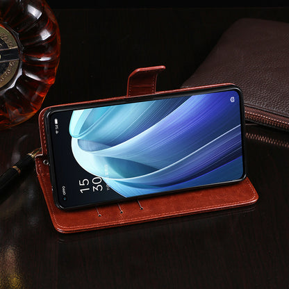 IDEWEI For Oppo Reno7 5G (China) Leather Case Crazy Horse Texture Foldable Stand Wallet Full Protection Phone Cover