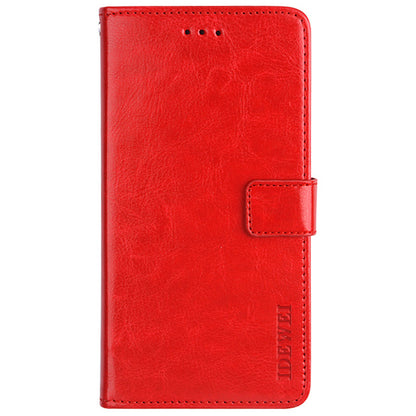 IDEWEI For Oppo Reno7 5G (China) Leather Case Crazy Horse Texture Foldable Stand Wallet Full Protection Phone Cover