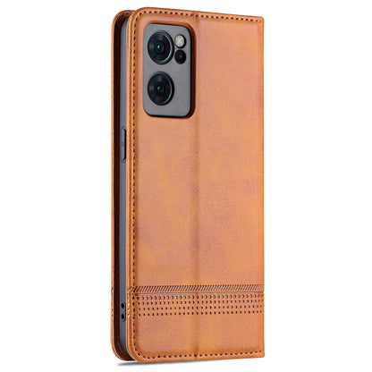 AZNS Textured PU Leather Wallet Flip Case Magnetic Absorption Folding Stand Protective Cover for Oppo Reno7 5G (China)