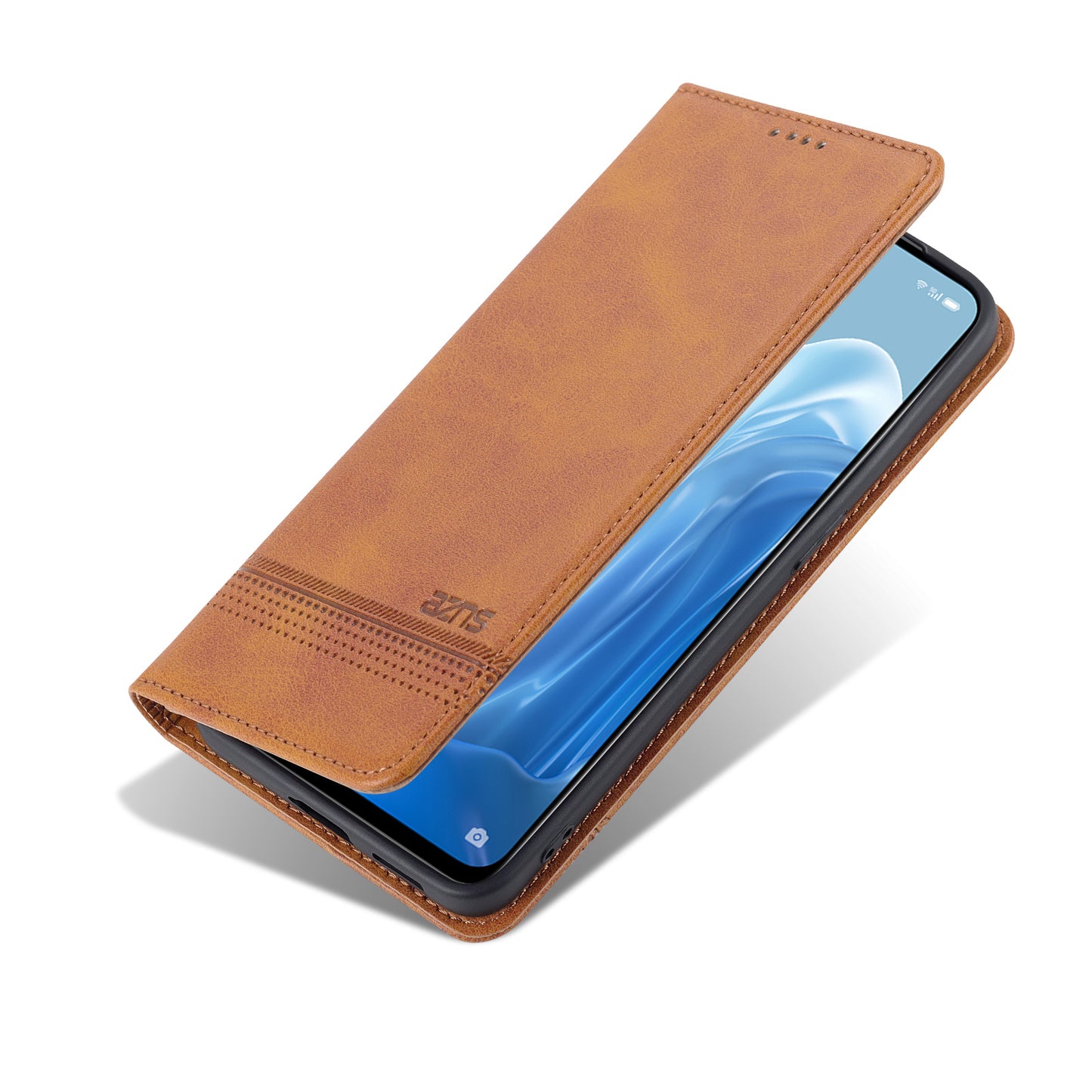 AZNS Textured PU Leather Wallet Flip Case Magnetic Absorption Folding Stand Protective Cover for Oppo Reno7 5G (China)