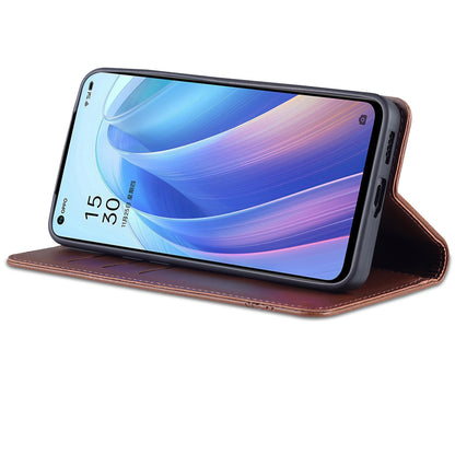 AZNS Textured PU Leather Wallet Flip Case Magnetic Absorption Folding Stand Protective Cover for Oppo Reno7 5G (China)