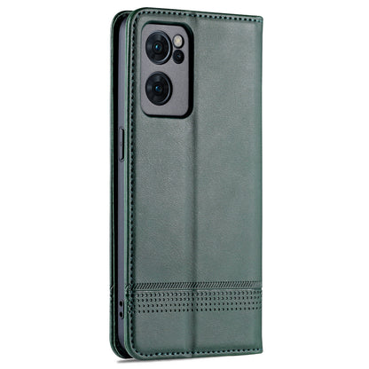 AZNS Textured PU Leather Wallet Flip Case Magnetic Absorption Folding Stand Protective Cover for Oppo Reno7 5G (China)