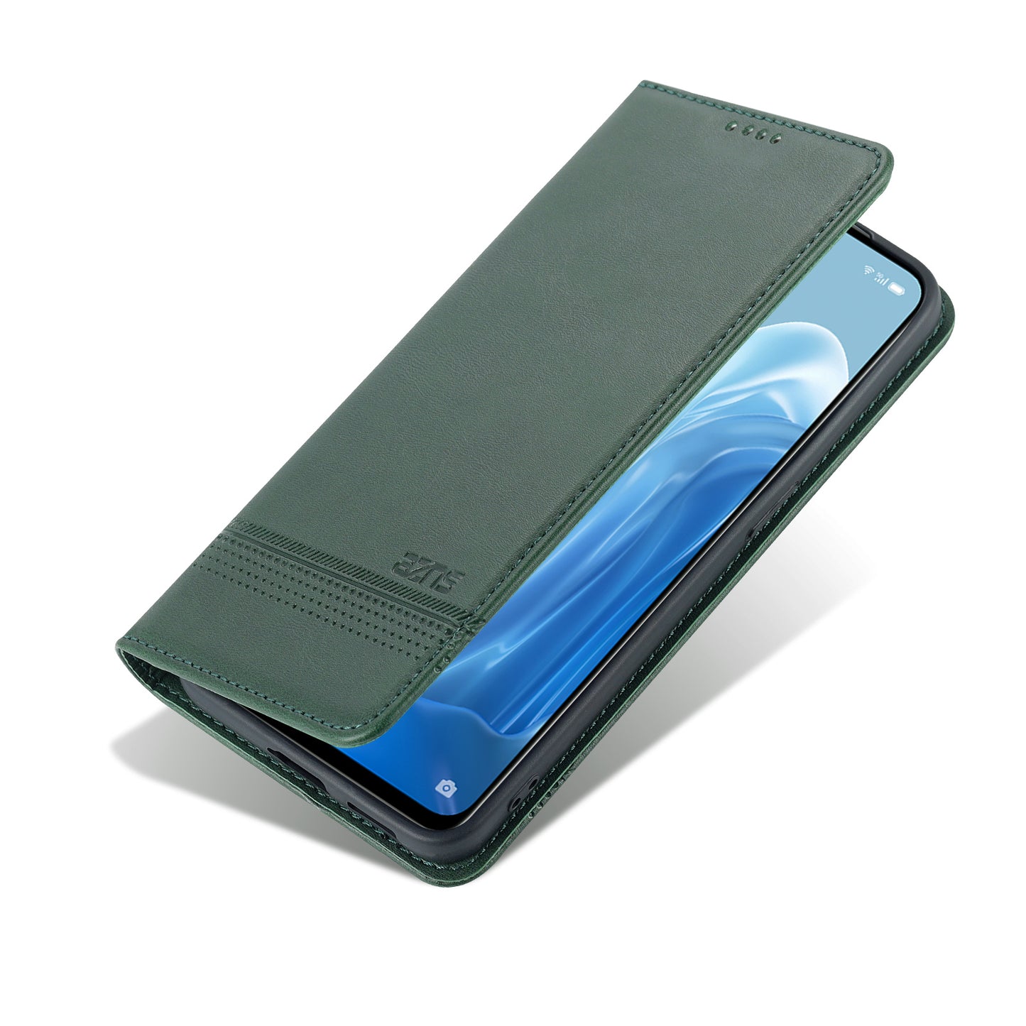 AZNS Textured PU Leather Wallet Flip Case Magnetic Absorption Folding Stand Protective Cover for Oppo Reno7 5G (China)