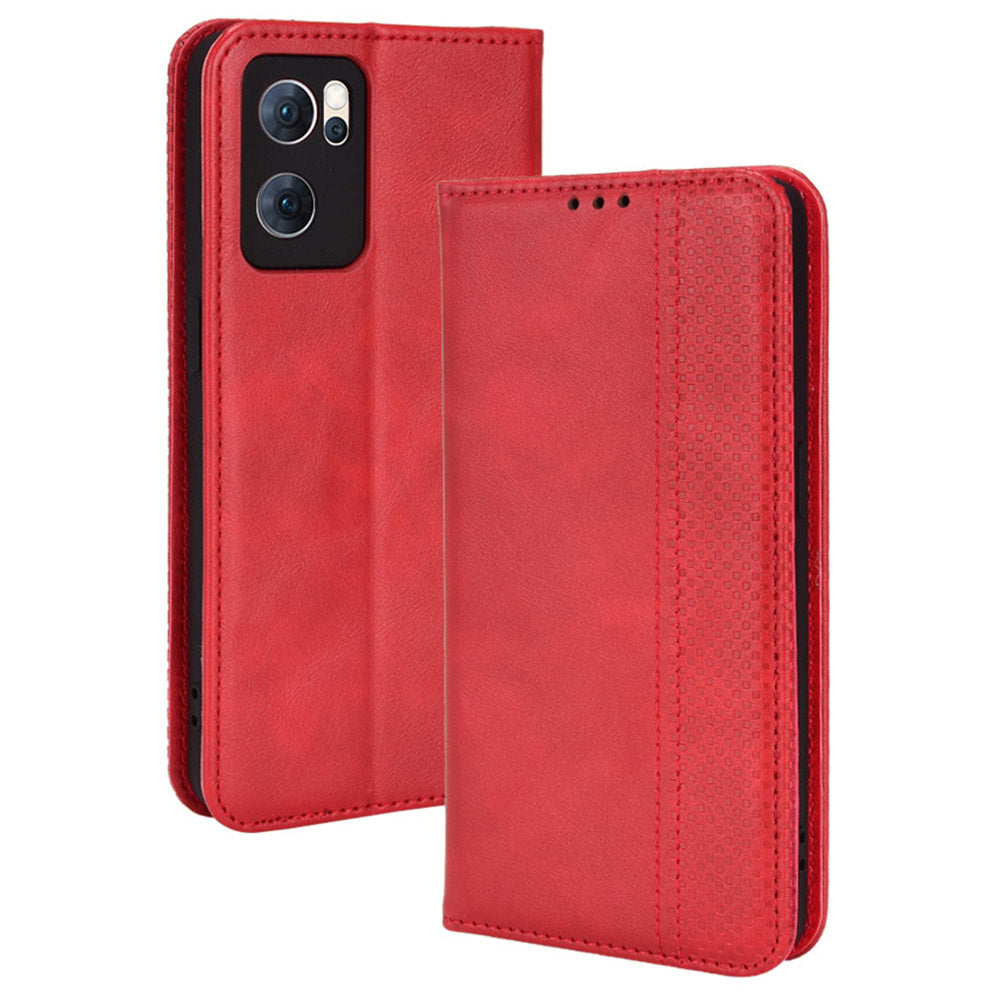 For Oppo Reno7 5G (China) Retro Style Imprinted Leather Cover + TPU Inner Case Wallet Stand Anti-fall Phone Shell