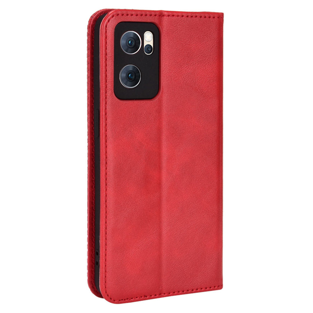 For Oppo Reno7 5G (China) Retro Style Imprinted Leather Cover + TPU Inner Case Wallet Stand Anti-fall Phone Shell