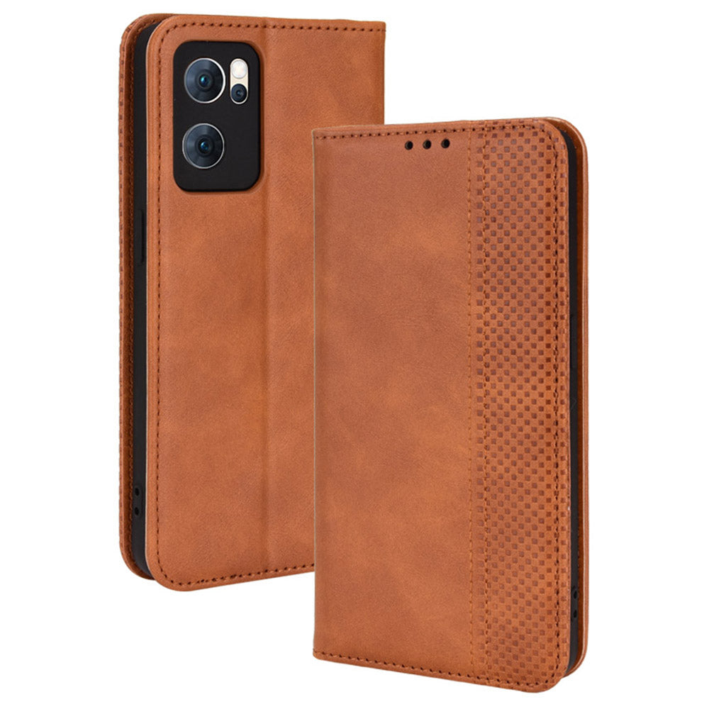 For Oppo Reno7 5G (China) Retro Style Imprinted Leather Cover + TPU Inner Case Wallet Stand Anti-fall Phone Shell