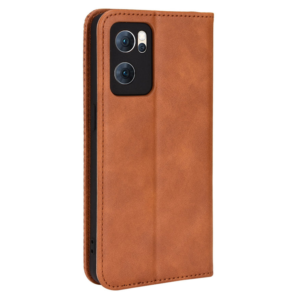 For Oppo Reno7 5G (China) Retro Style Imprinted Leather Cover + TPU Inner Case Wallet Stand Anti-fall Phone Shell