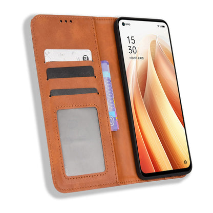 For Oppo Reno7 5G (China) Retro Style Imprinted Leather Cover + TPU Inner Case Wallet Stand Anti-fall Phone Shell